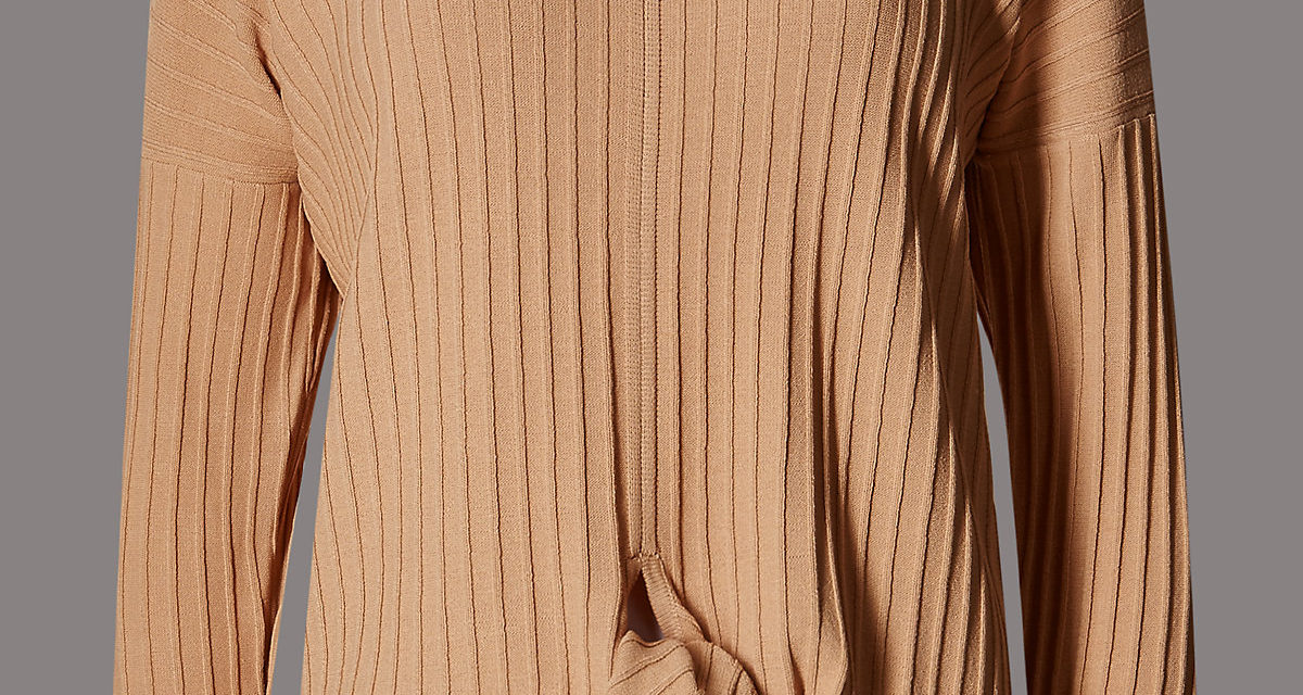 Autograph Ribbed Tie Front Jumper