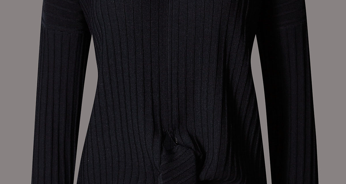 Autograph Ribbed Tie Front Jumper