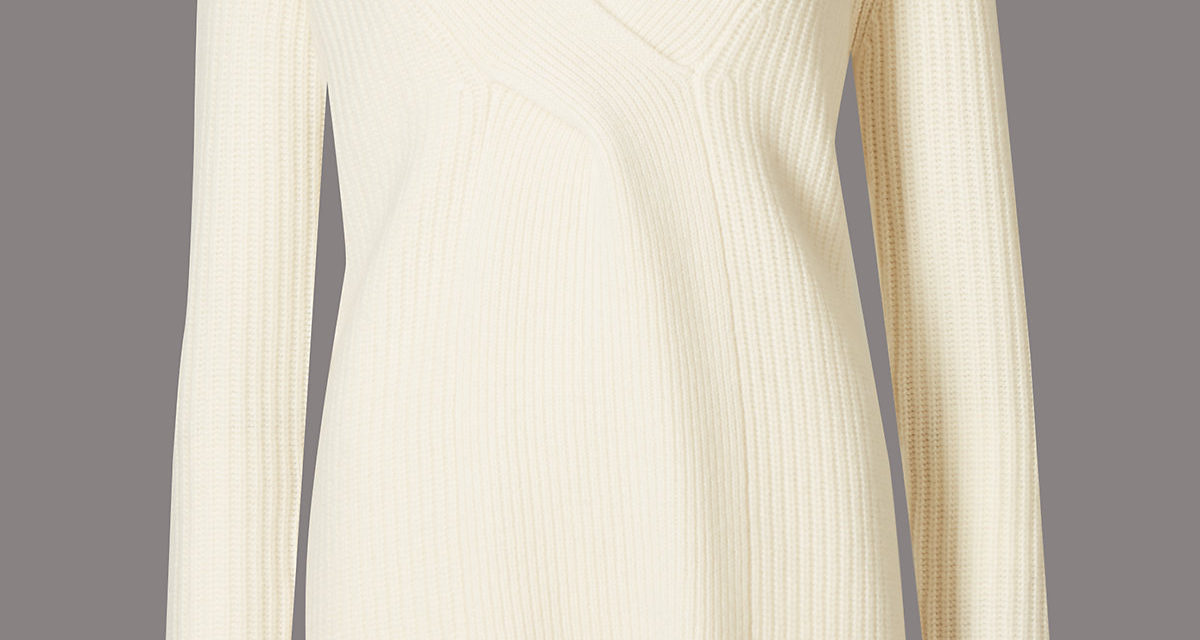 Autograph Pure Cashmere Ribbed V-Neck Jumper