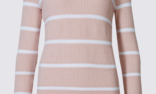 Classic Cotton Blend Button Back Striped Jumper