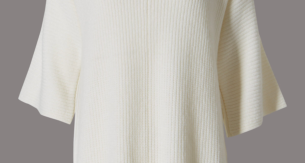 Autograph Funnel Neck Flared 3/4 Sleeve Jumper