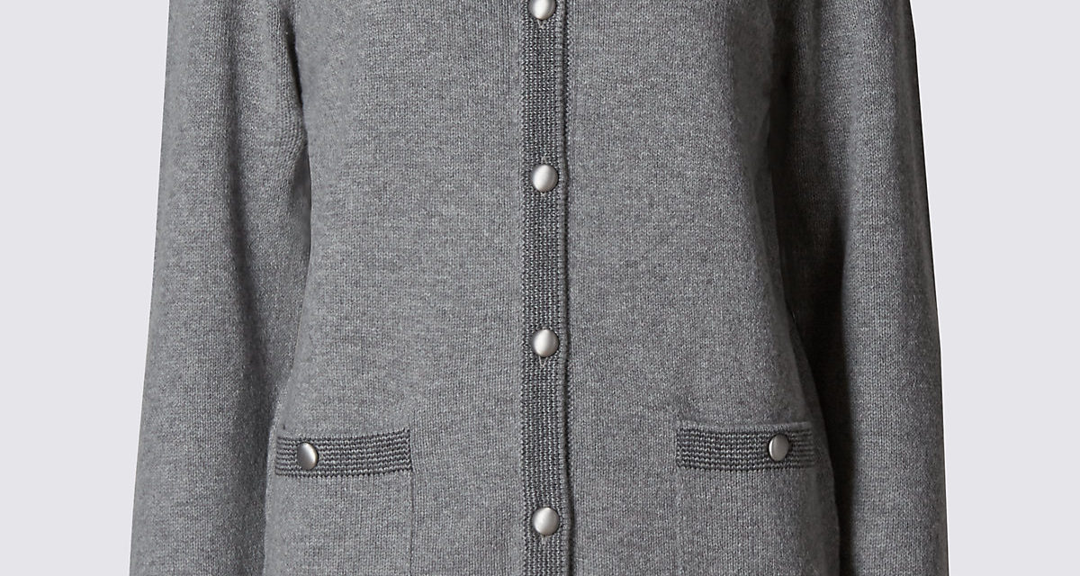 Classic Lambswool Blend Contrasting Edge Cardigan