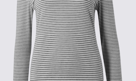 Classic Striped Funnel Neck Jersey Top