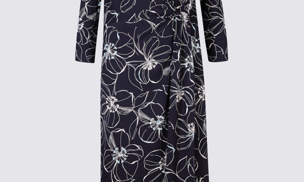 Classic Floral Print 3/4 Sleeve Bodycon Dress