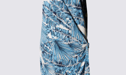 Classic Palm Tree Print Sleeveless Wrap Dress