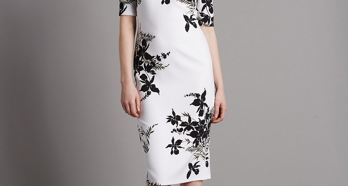 Autograph Floral Print Half Sleeve Bodycon Dress