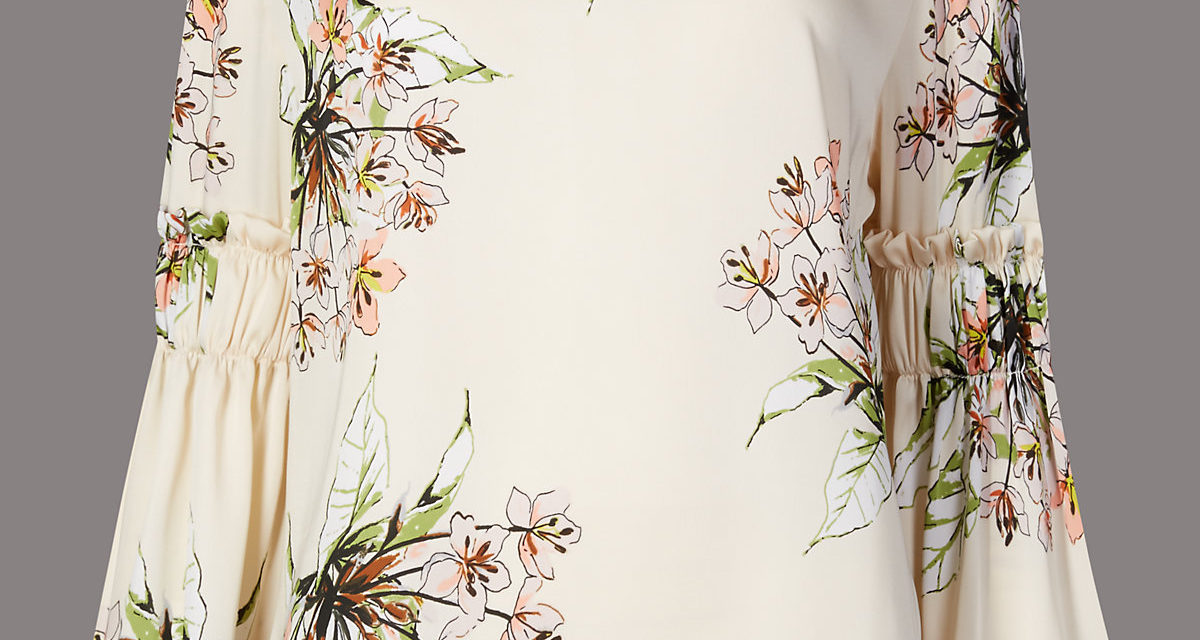 Autograph Floral Print Sculpted Sleeve Blouse