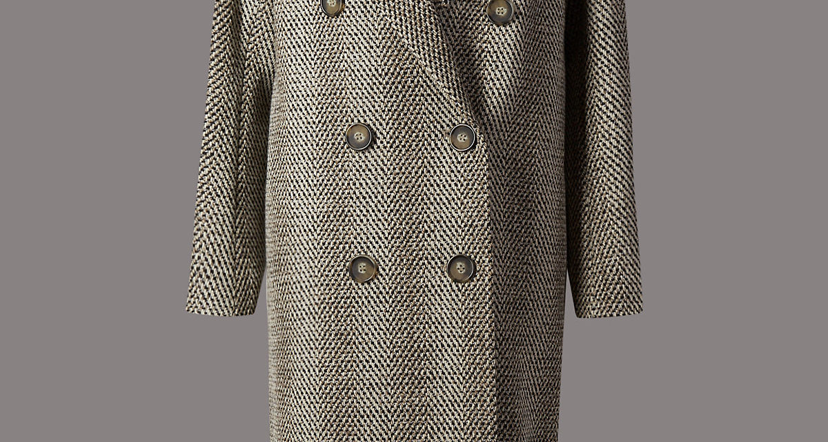 Autograph Textured Double Breasted Coat