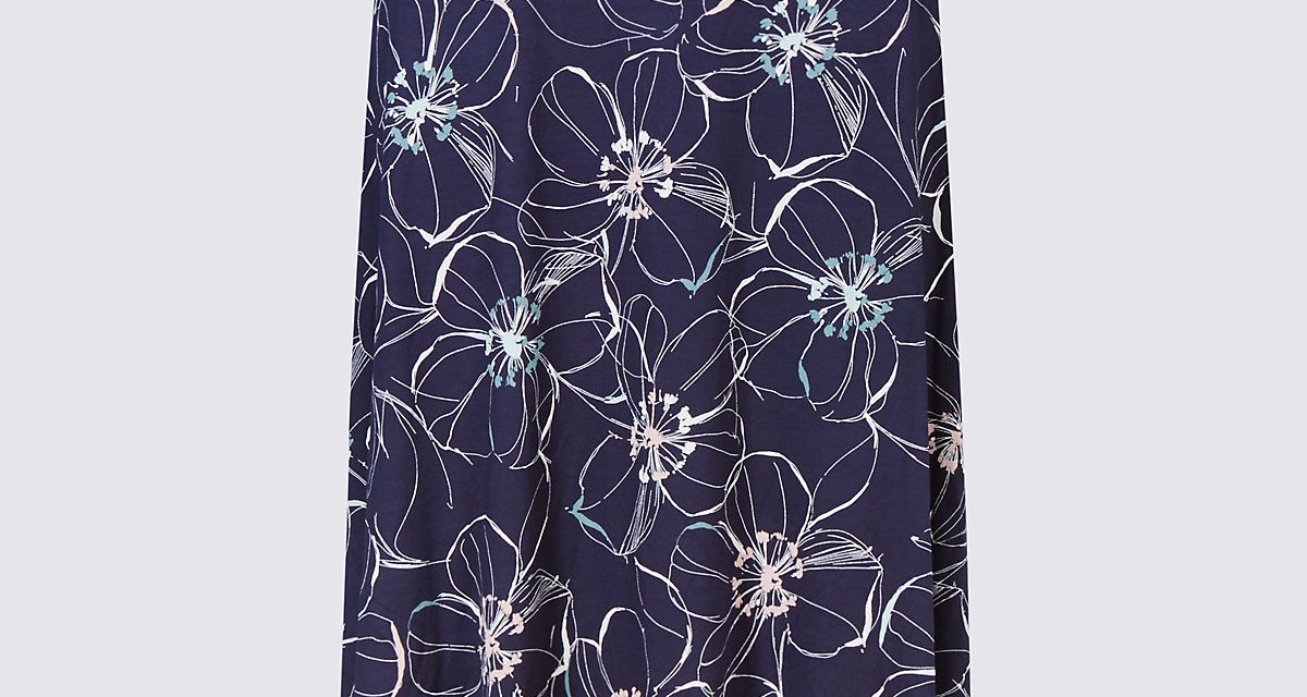 Classic Floral Print A-Line Skirt