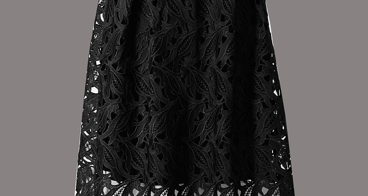 Autograph Pleated Lace Midi Skirt