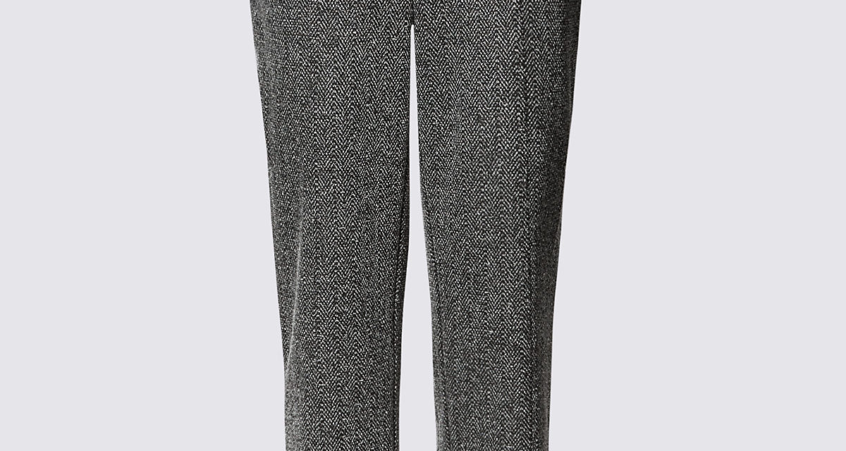 Classic Straight Leg Textured Ankle Trousers