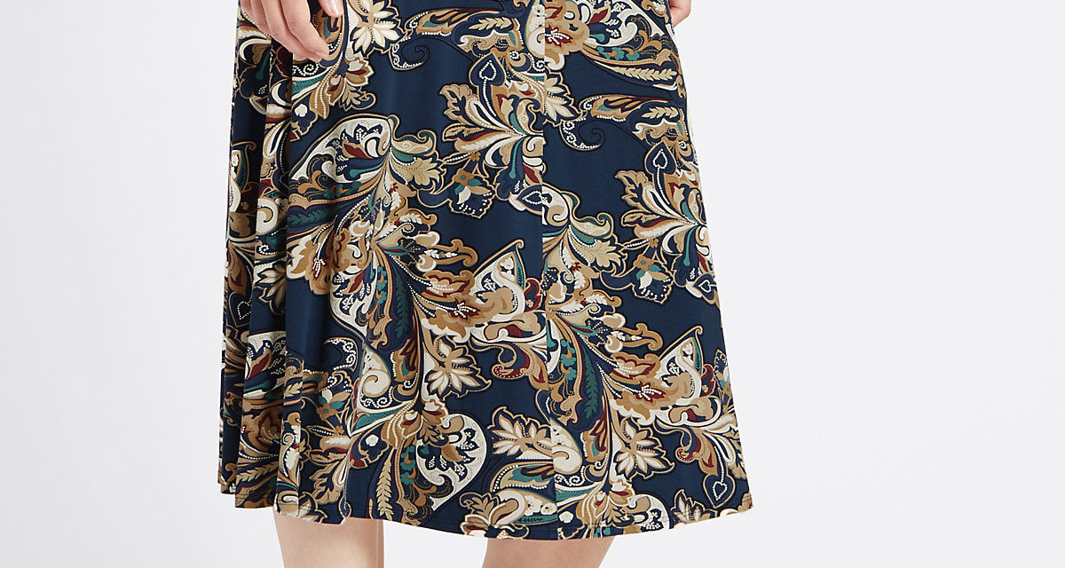 Classic Paisley Print A-Line Skirt