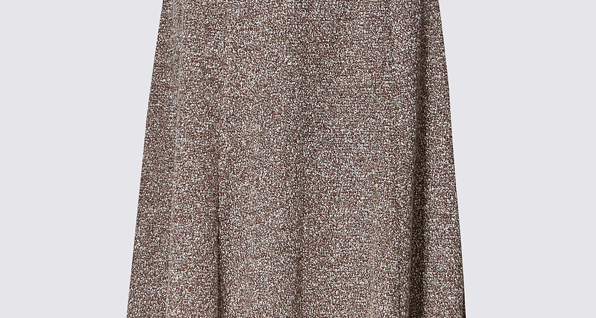 Classic Textured Midi A-Line Skirt