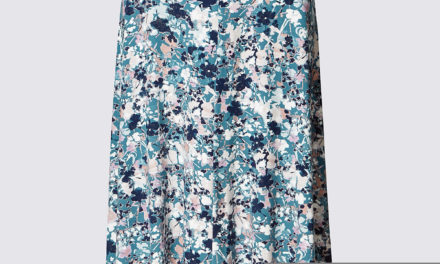 Classic Floral Print Midi A-Line Skirt