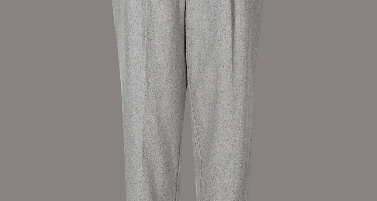 Autograph Wool Blend Front Pleated Trousers